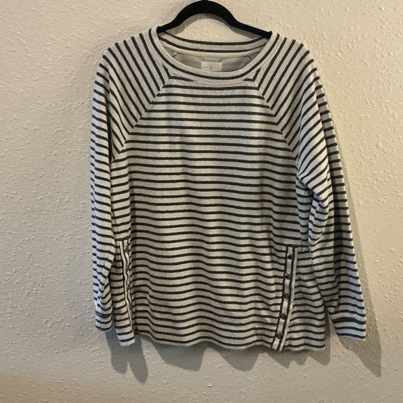 Lou & Grey Sweaters - Lou & Grey Black/ grey and White Striped Top